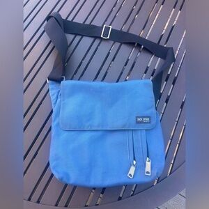 Jack Spade Greene St. unisex canvas crossbody messenger bag, used, slate blue